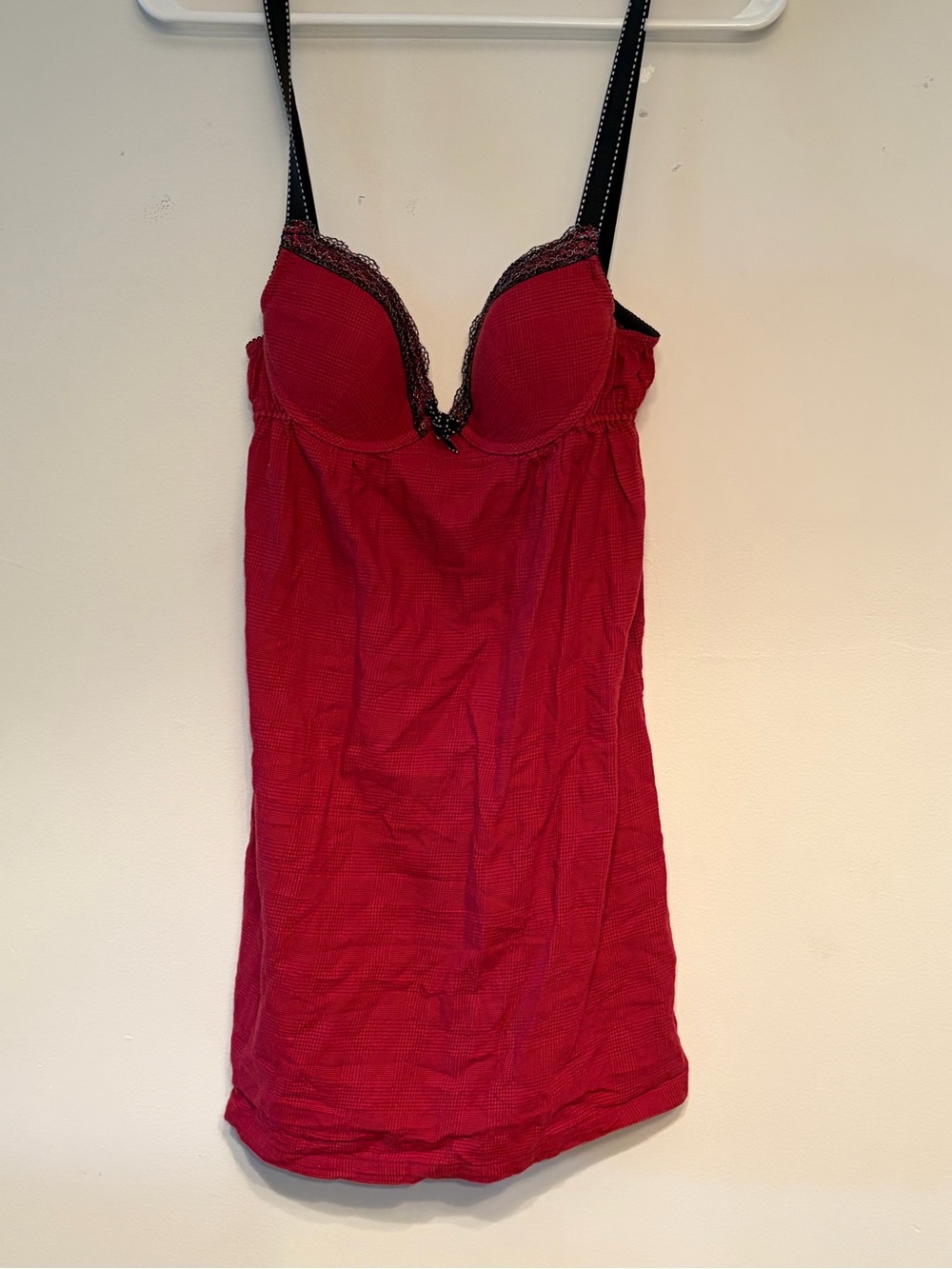Red Lace-Trim Plaid Camisole Slip - Women Intimates